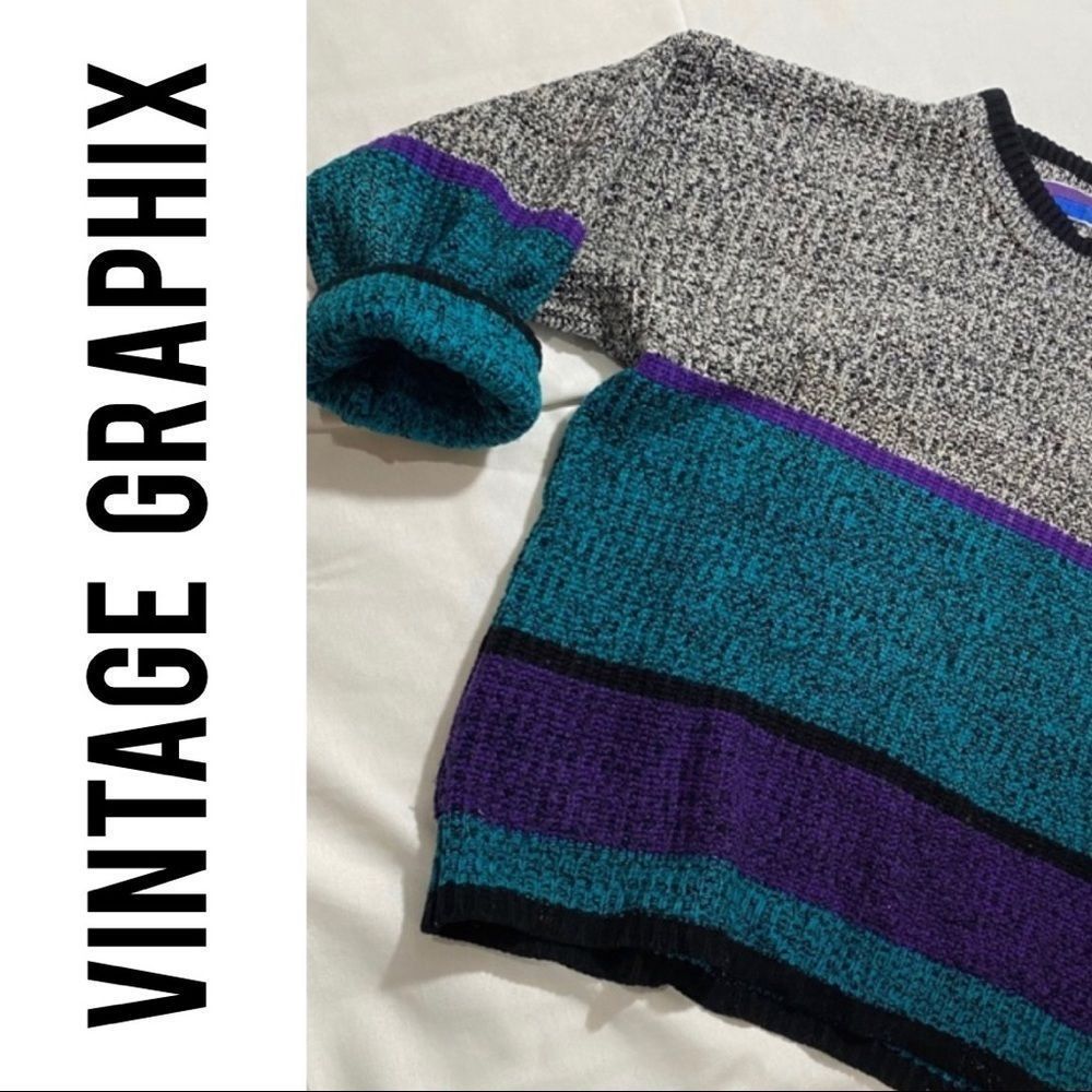 Sweater Graphix Vintage Color-block Sweater